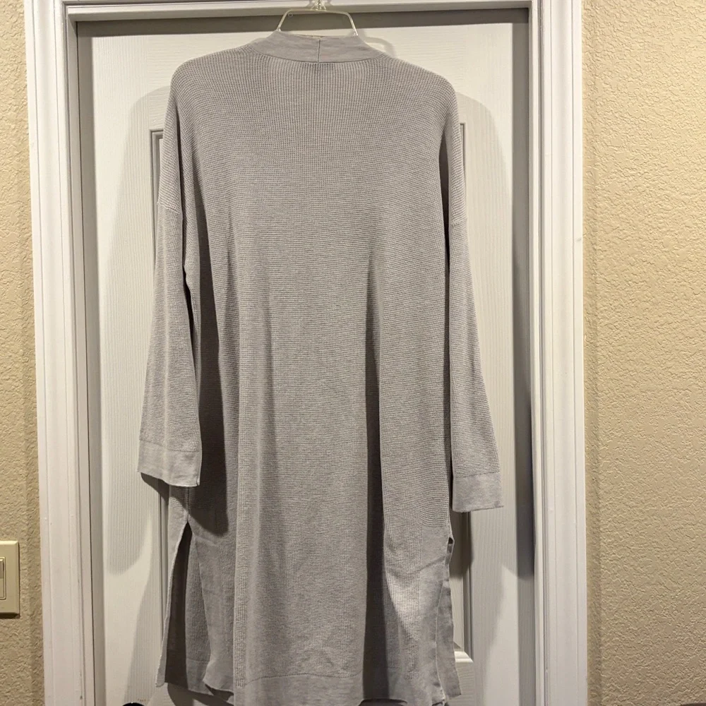 Eileen Fisher Light Gray Open Front Cardigan Size L like new - Picture 5 of 7